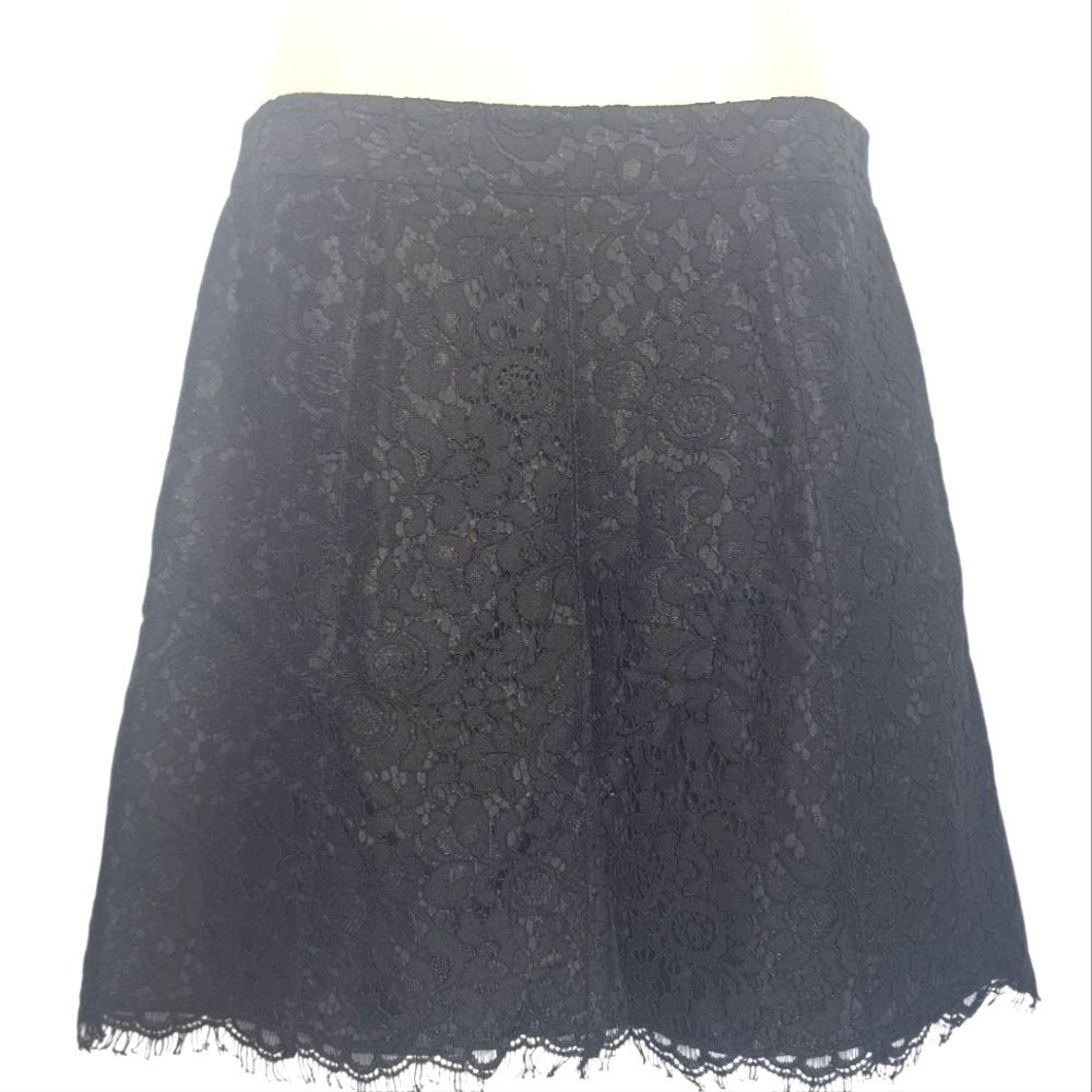 CeCe Black Lace Mini Skirt Floral Cocktail Romantic Size 4 Womens